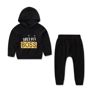 2 Pcs Boys Cotton Letter Print Long Sleeves Hoodies And Pants Casual Set