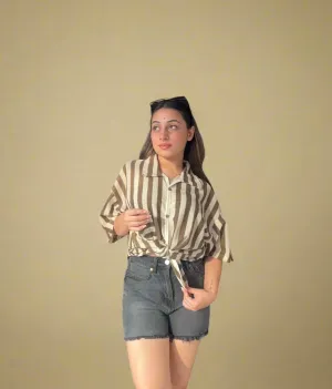 Baggy Cozy Stripes Crochet Shirt