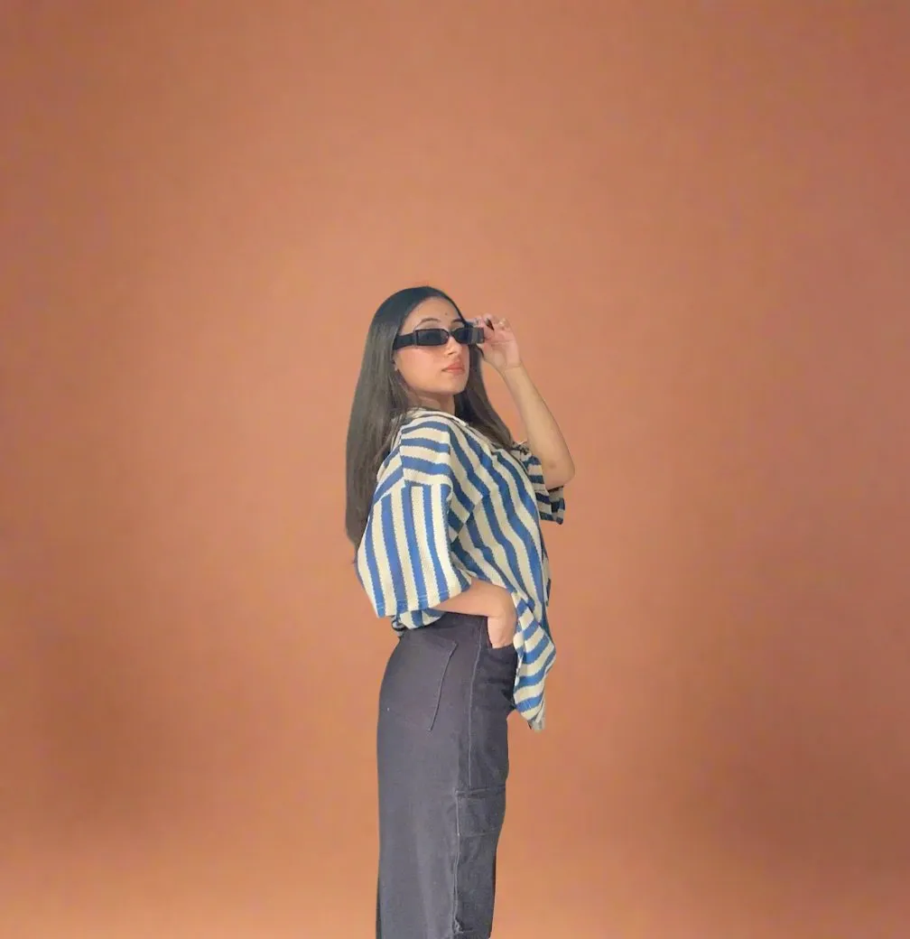 Baggy Cozy Stripes Crochet Shirt