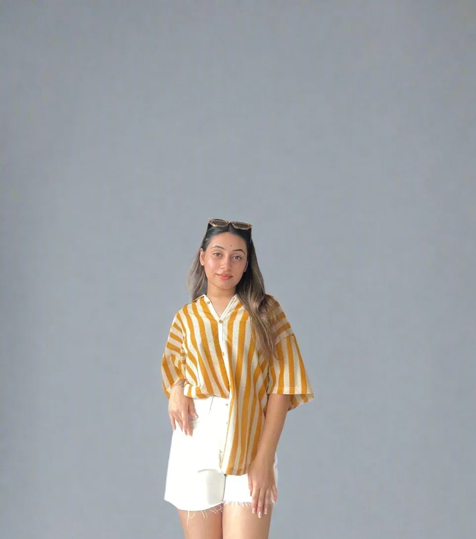 Baggy Cozy Stripes Crochet Shirt