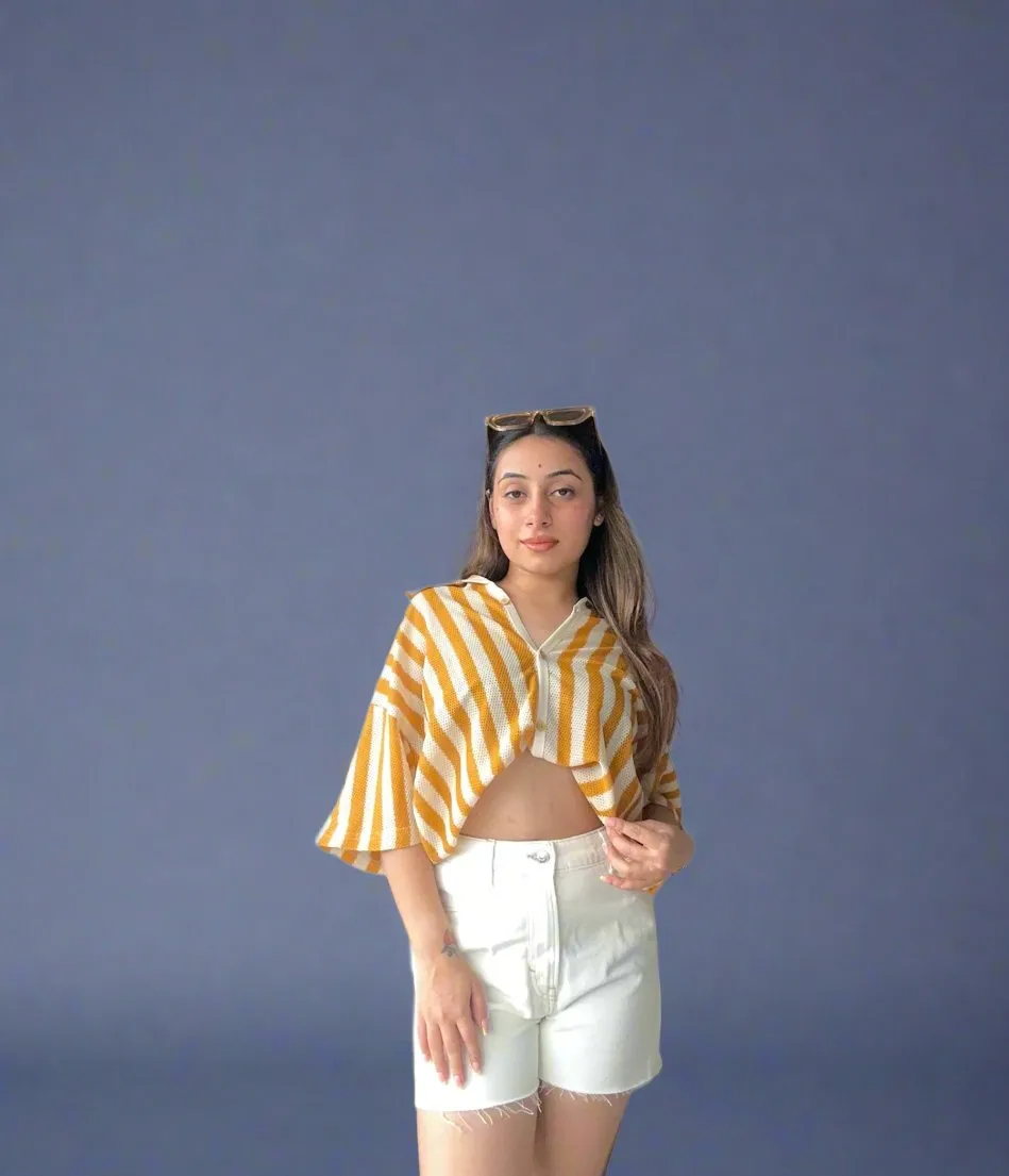 Baggy Cozy Stripes Crochet Shirt