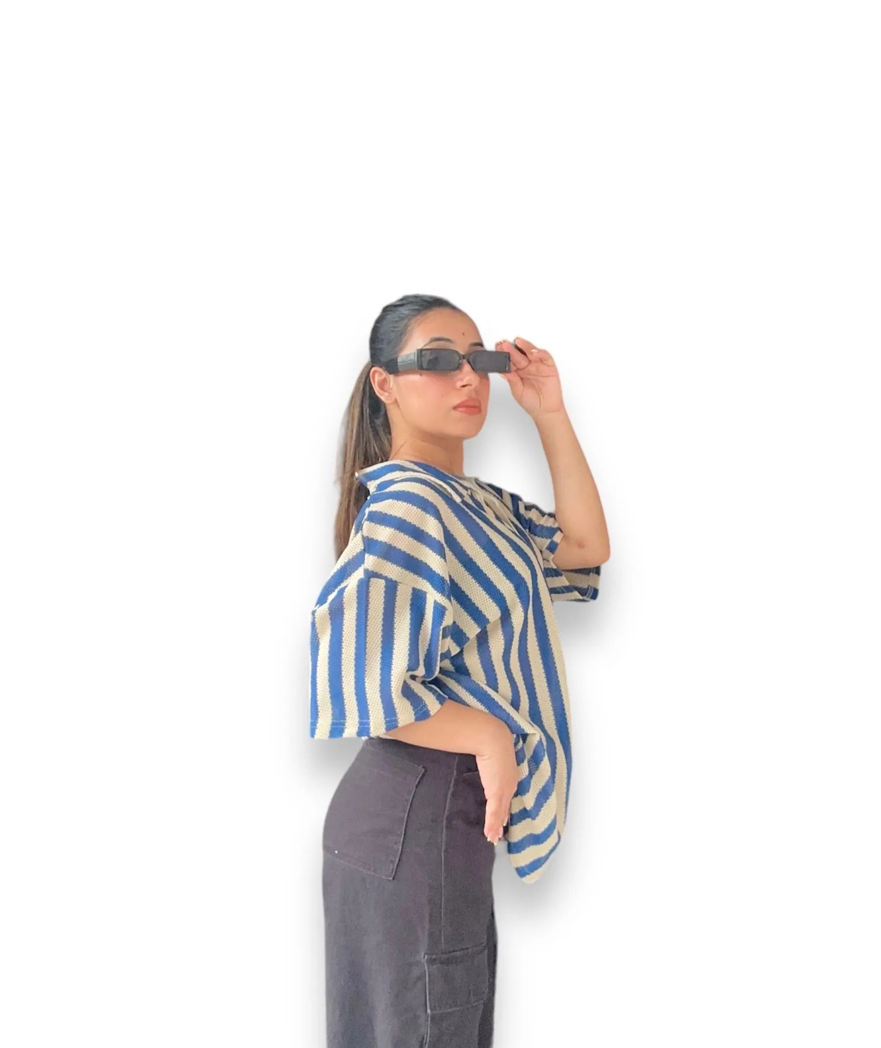 Baggy Cozy Stripes Crochet Shirt