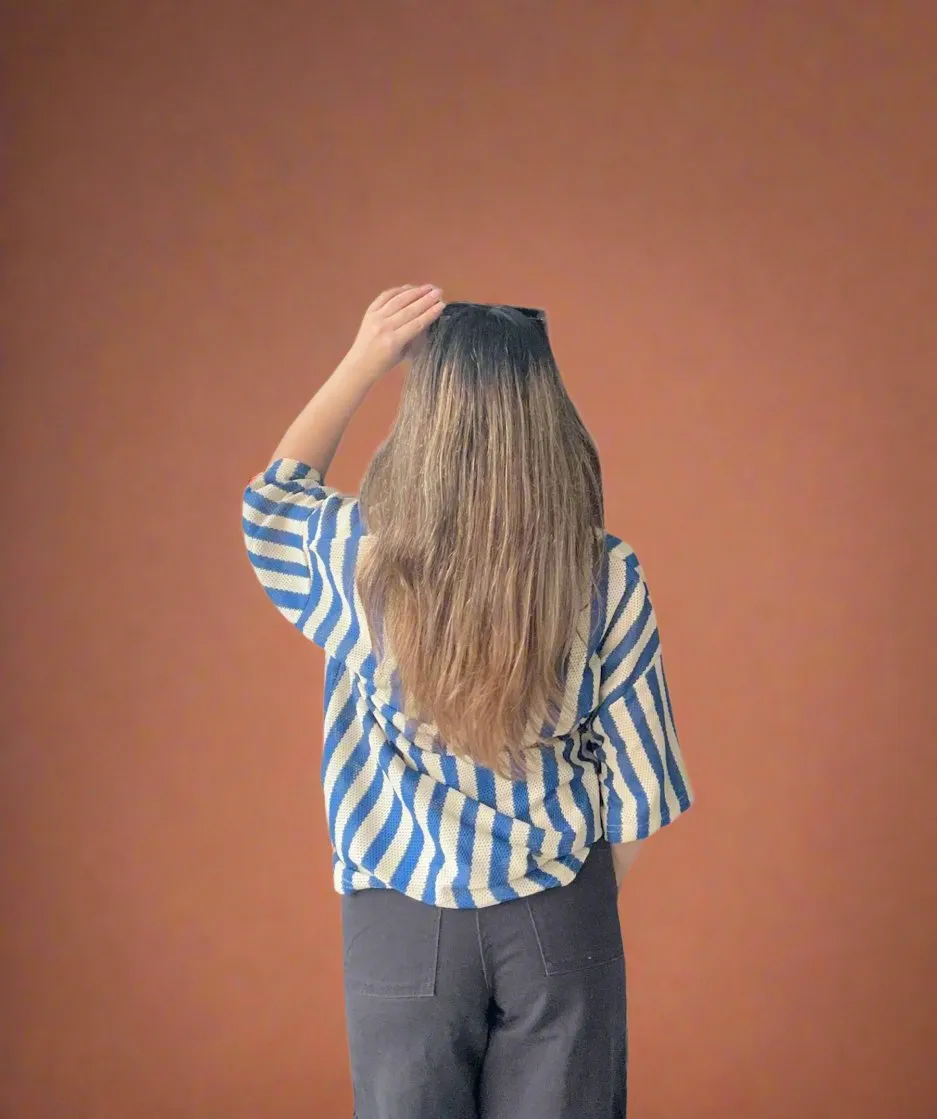 Baggy Cozy Stripes Crochet Shirt