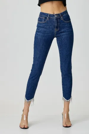 Bentley Mid Rise Rhinestone Fringe Cropped Skinny Jeans Bentley Mid Rise Rhinestone Fringe Cropped Skinny Jeans