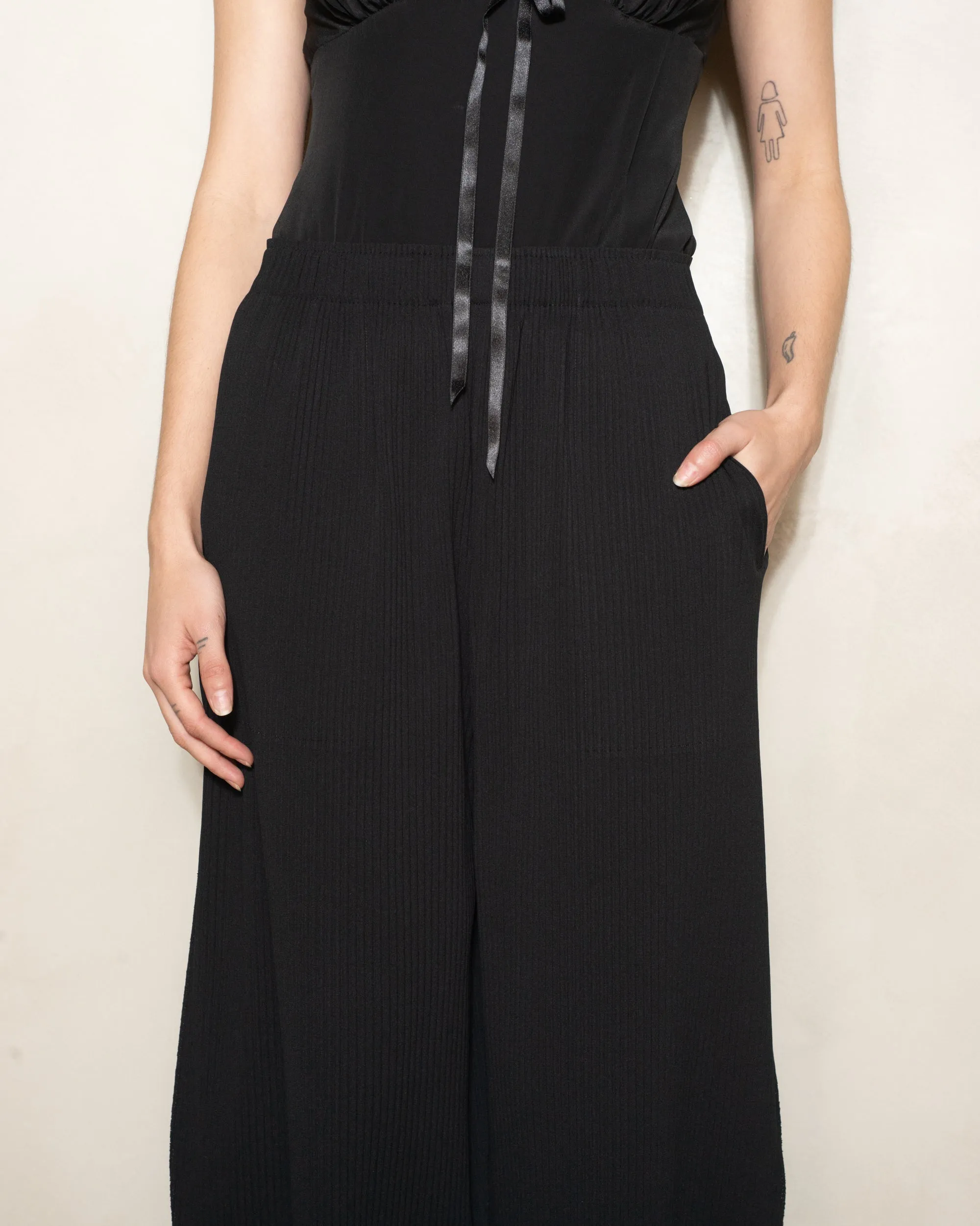 Black Classic Fine Knit Trouser