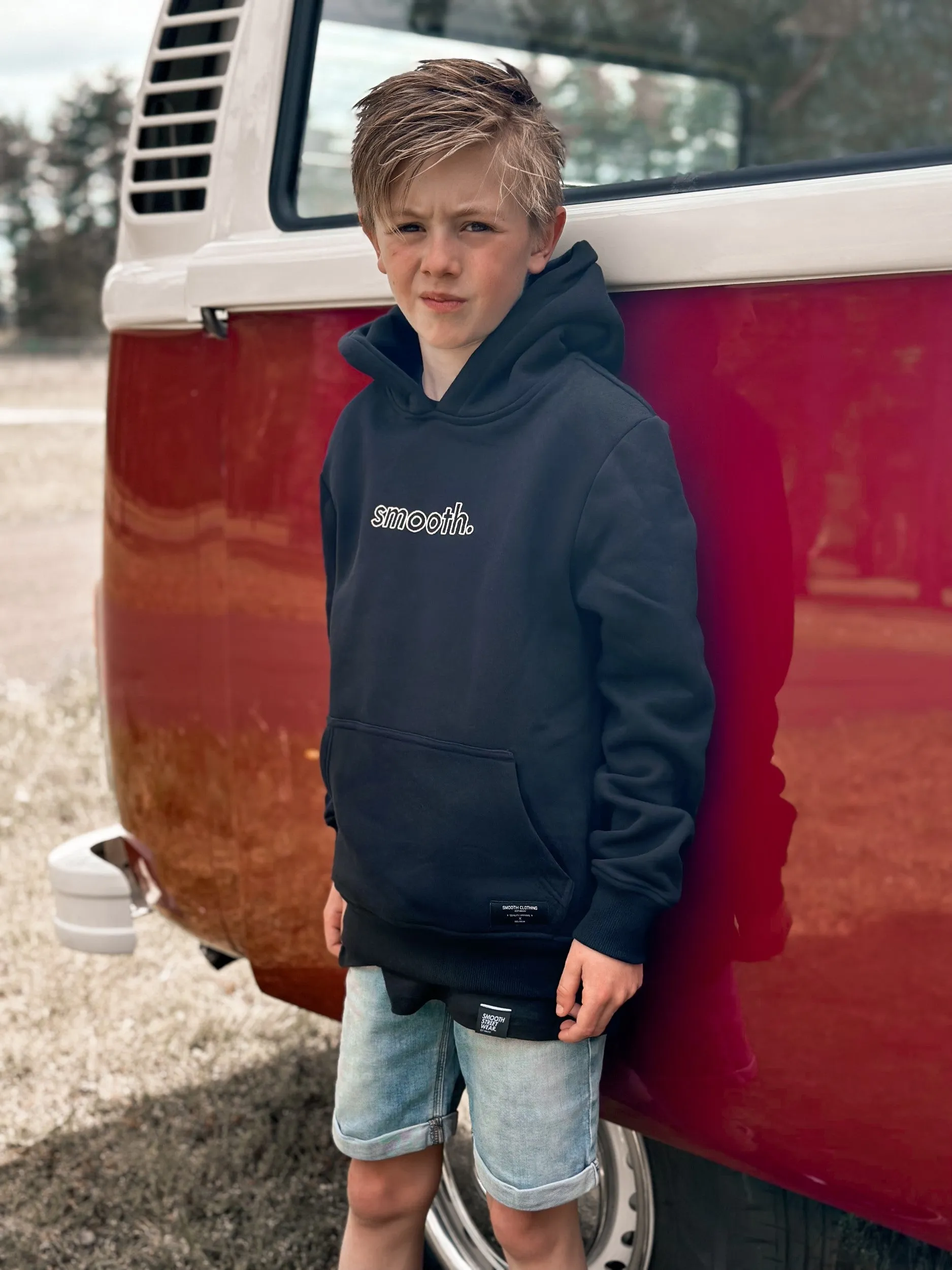 Black Kids Hoodie / Outlined Sand Boys