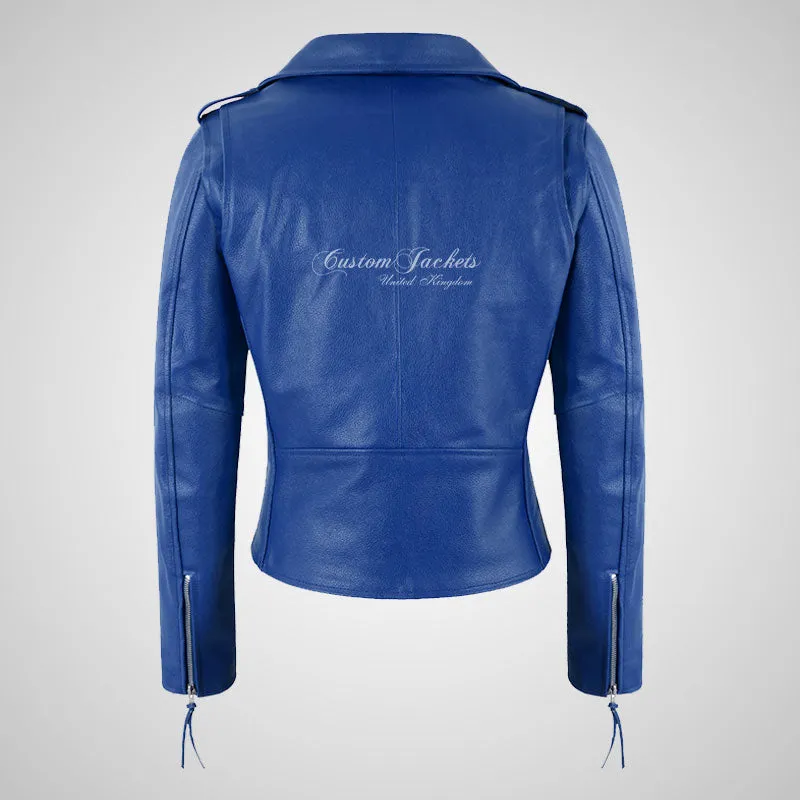 BRANDO Style Ladies Biker Leather Jacket Moto Leather Jacket