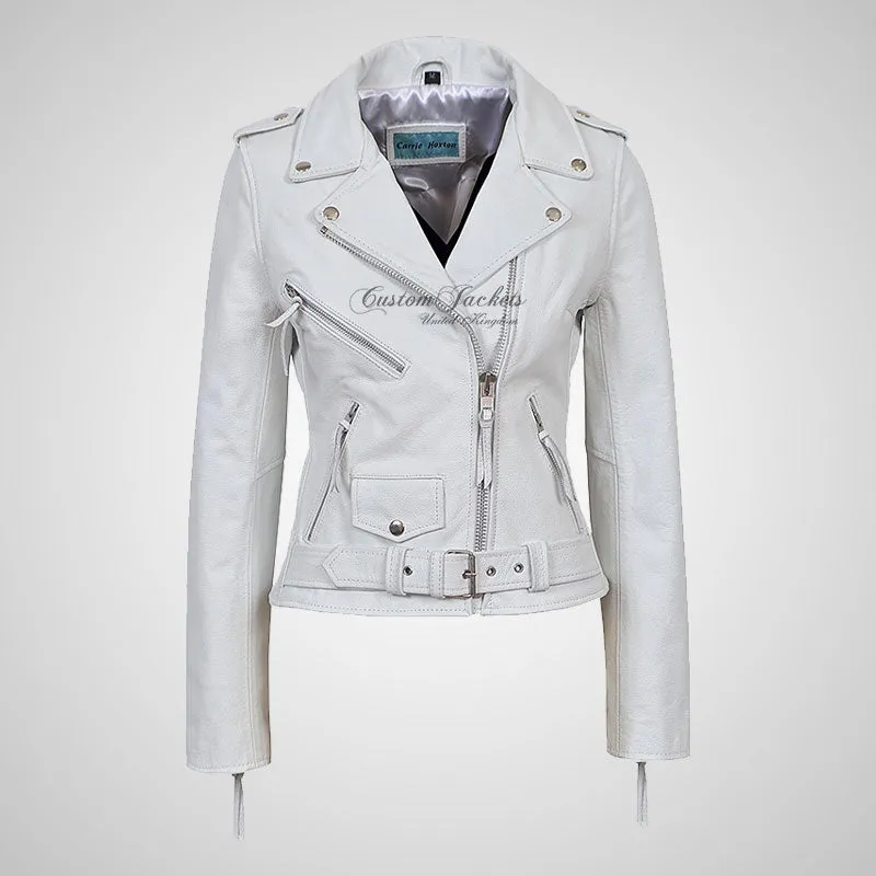 BRANDO Style Ladies Biker Leather Jacket Moto Leather Jacket