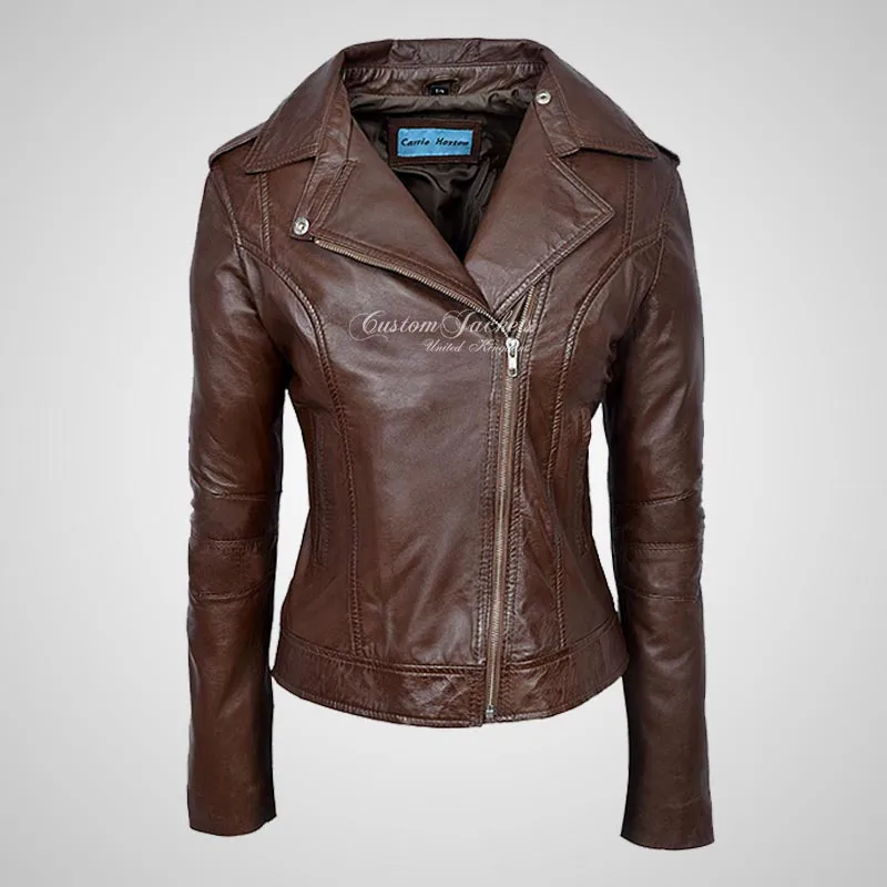 BRYNN Womens Leather Biker Jacket