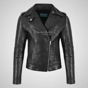 BRYNN Womens Leather Biker Jacket