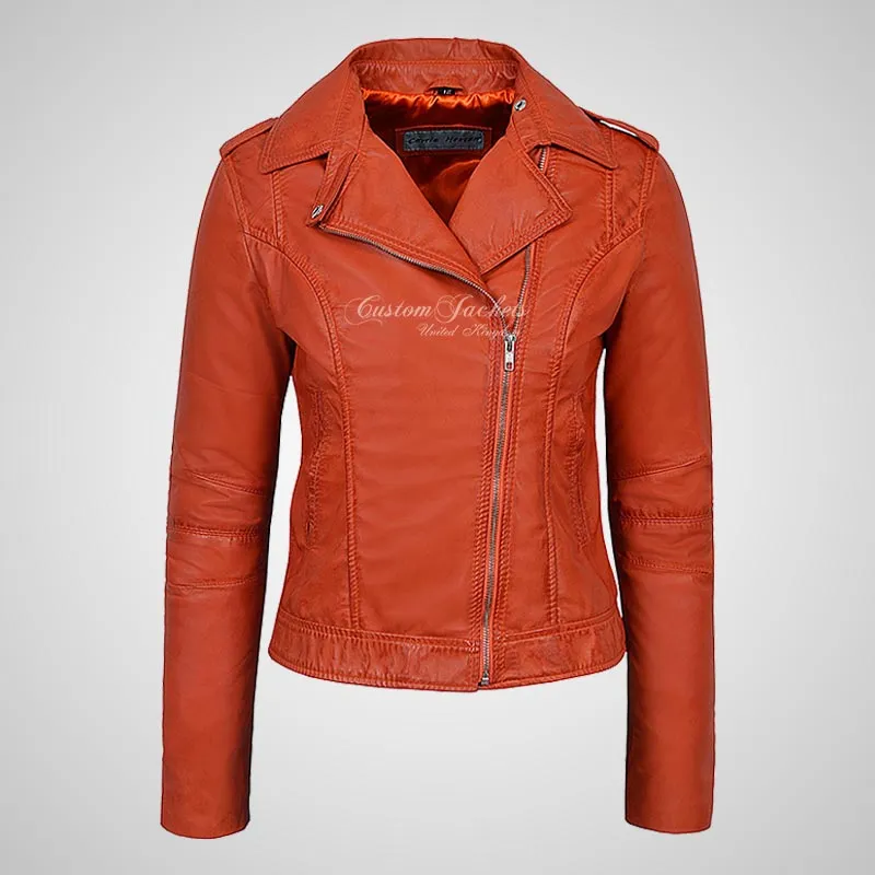 BRYNN Womens Leather Biker Jacket