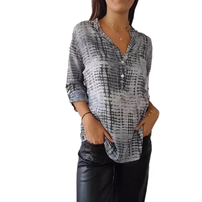 Casual Pockets Pleated Blouses