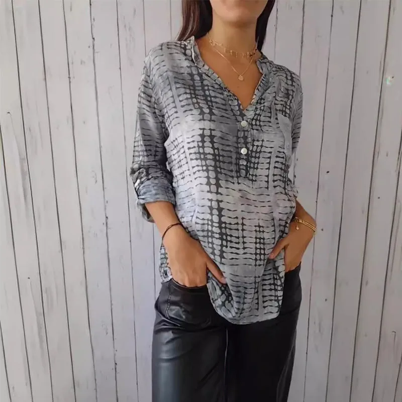 Casual Pockets Pleated Blouses