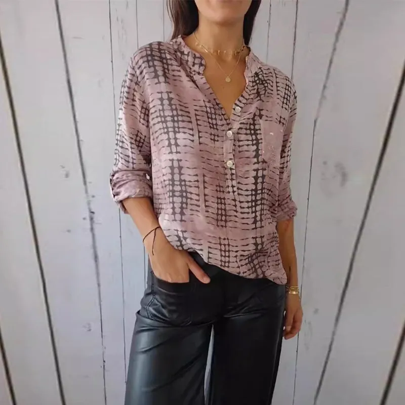 Casual Pockets Pleated Blouses