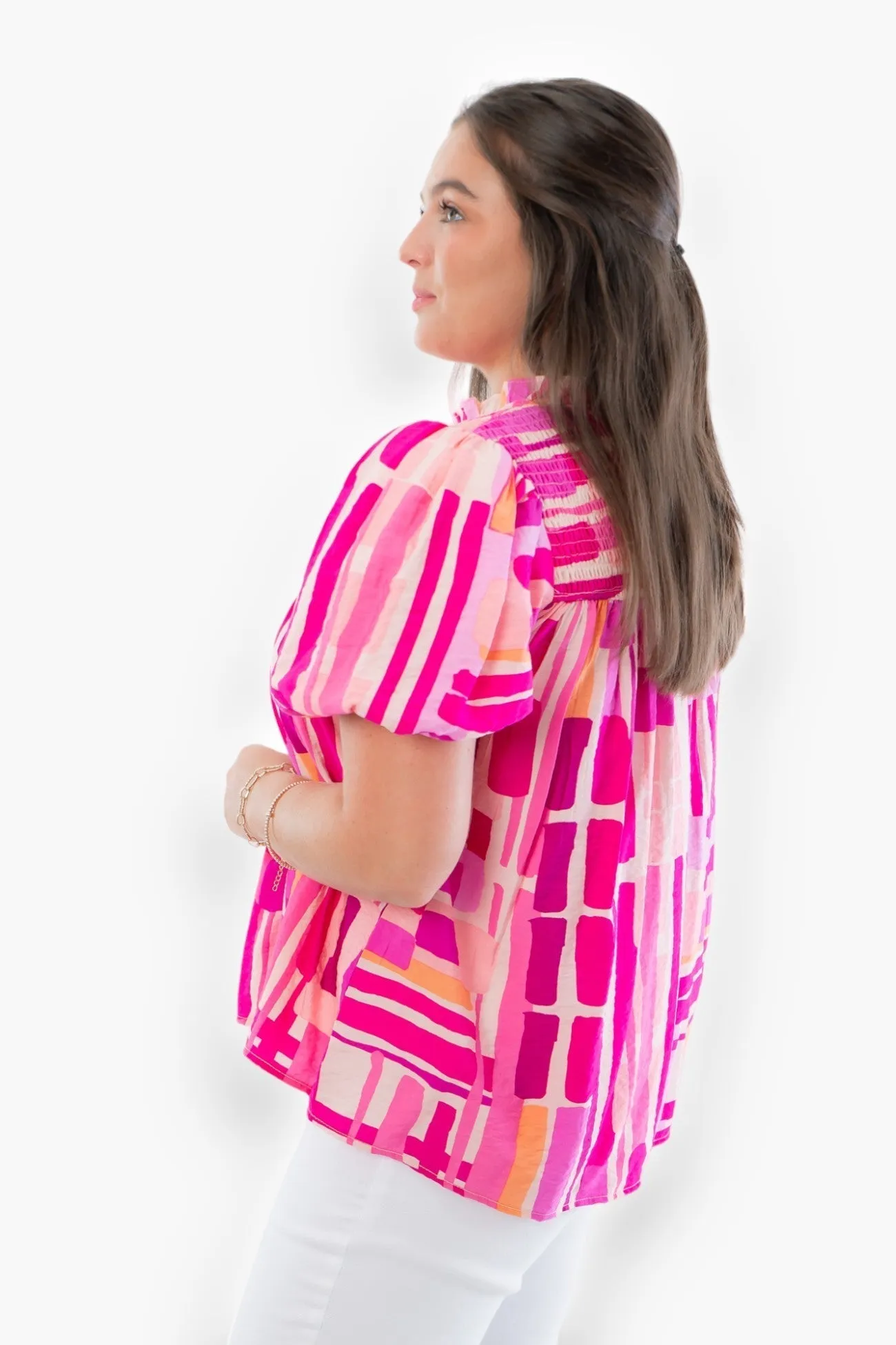 Chic Always Abstract Stripe Print Top