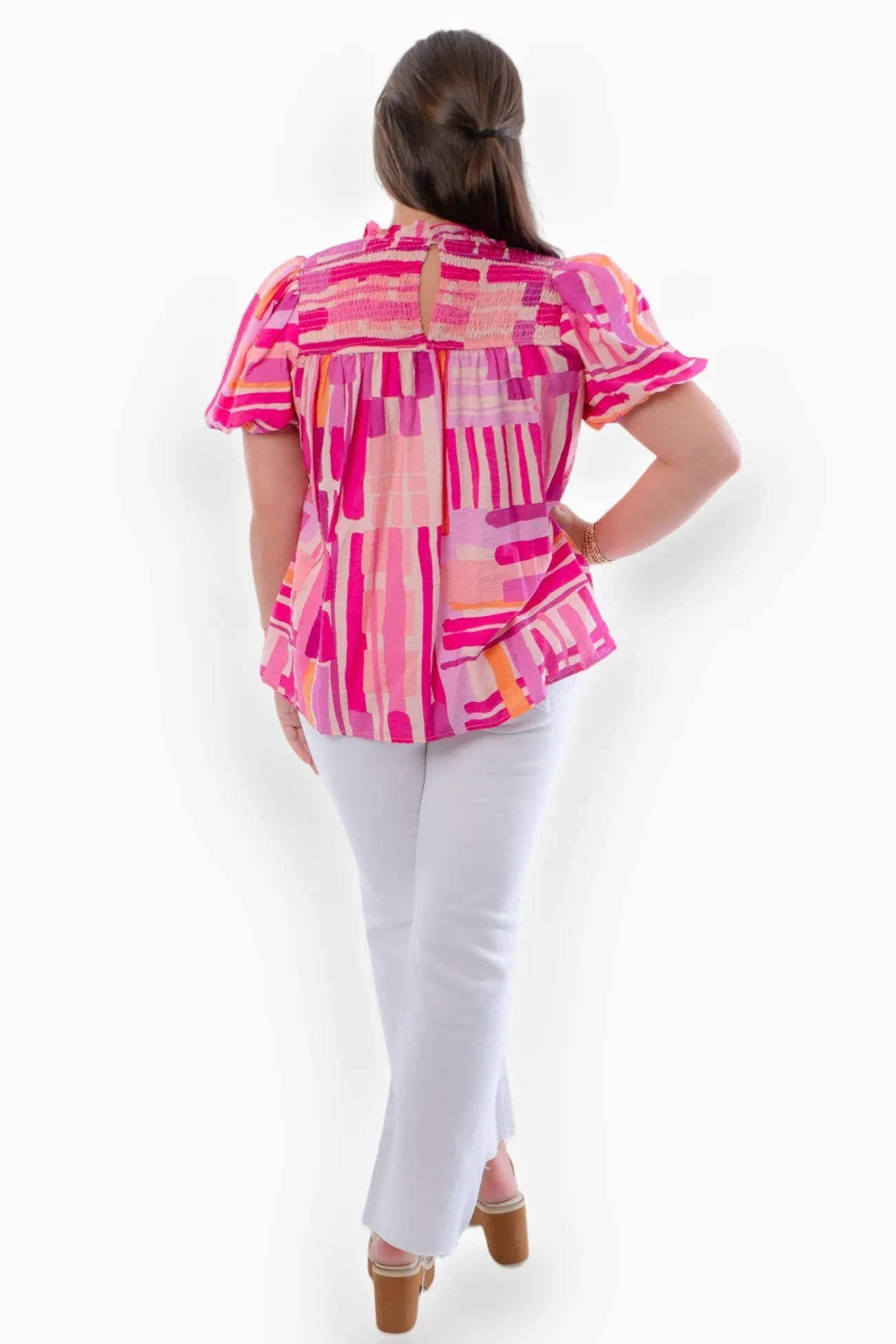 Chic Always Abstract Stripe Print Top