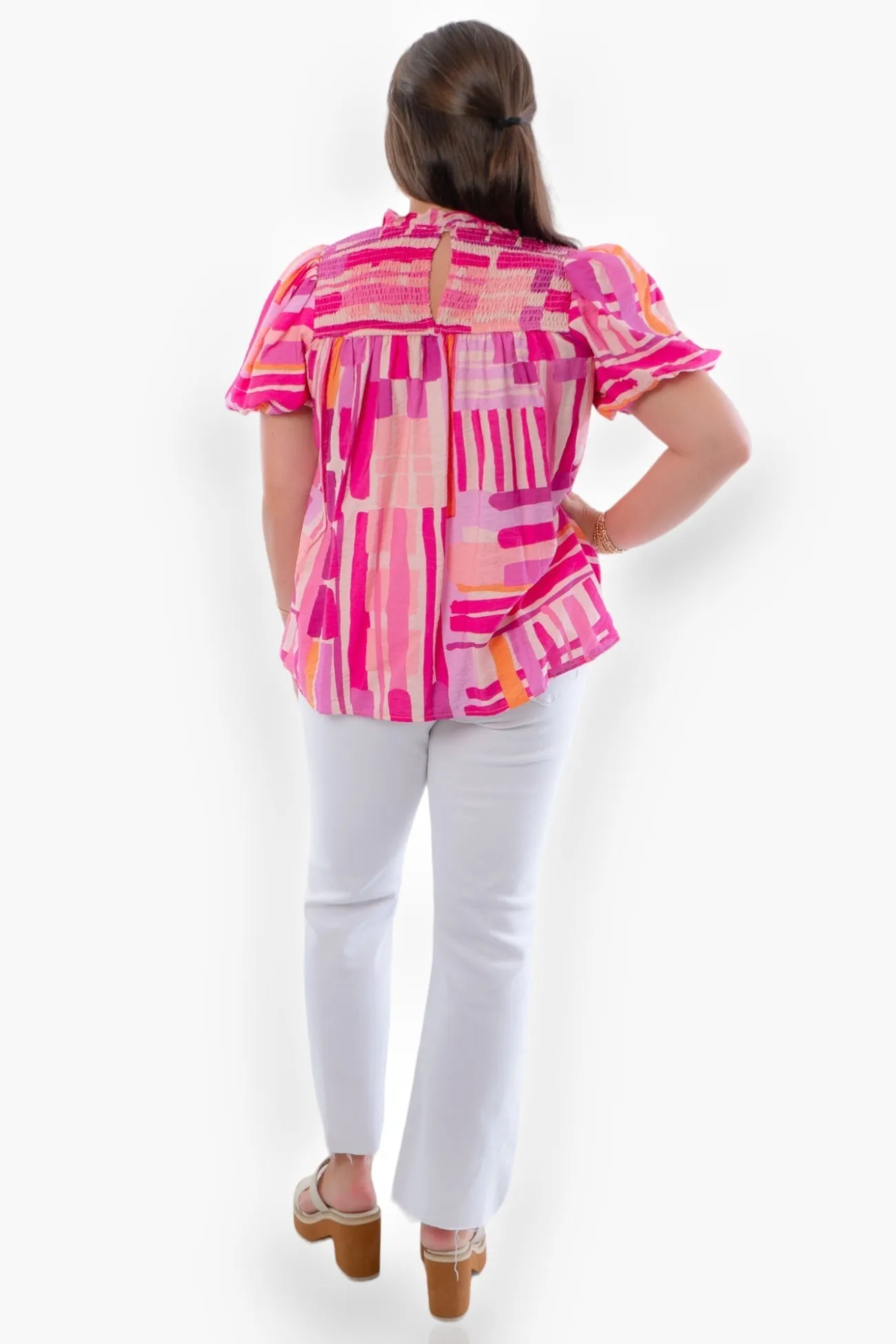 Chic Always Abstract Stripe Print Top