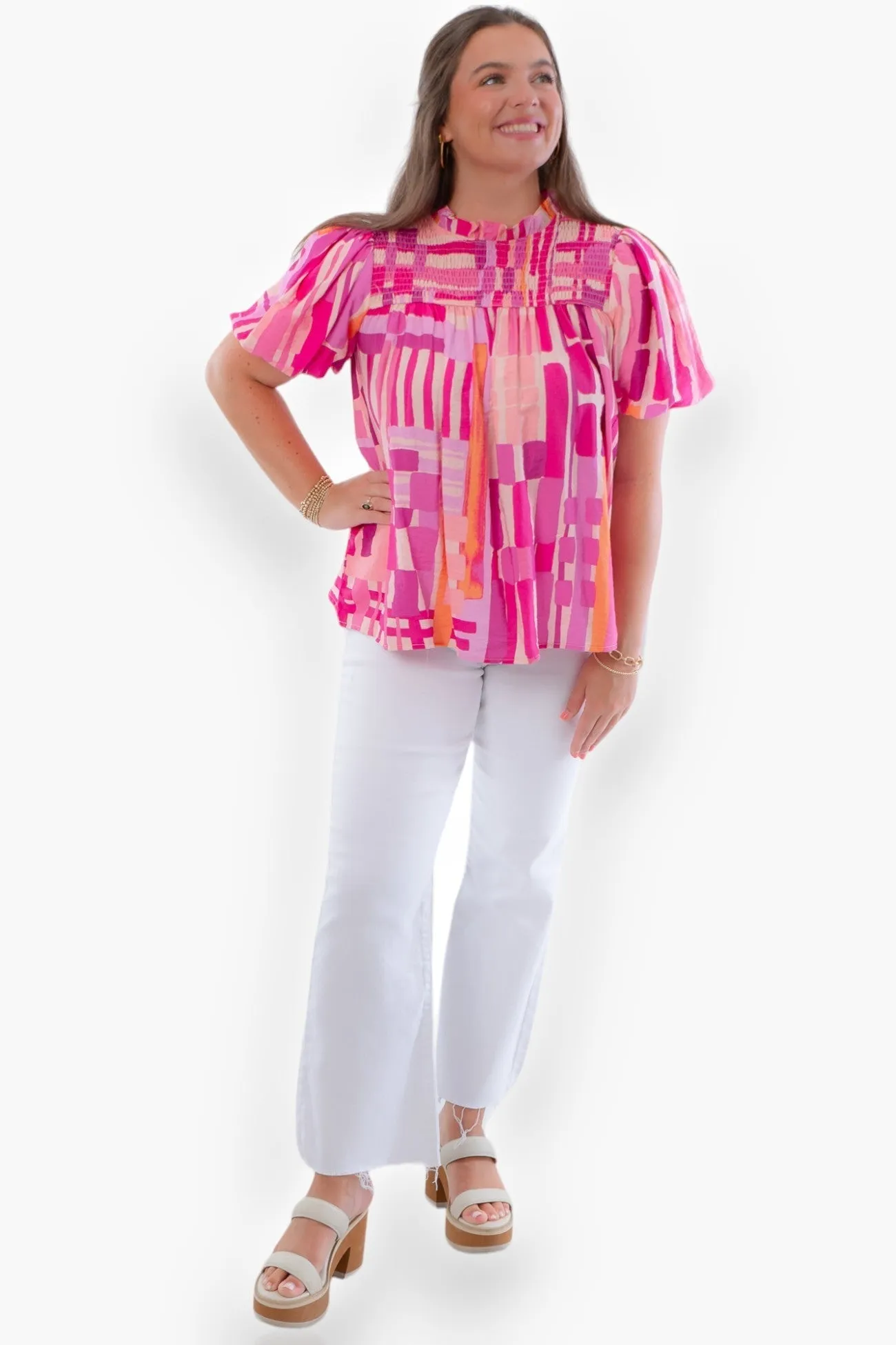 Chic Always Abstract Stripe Print Top