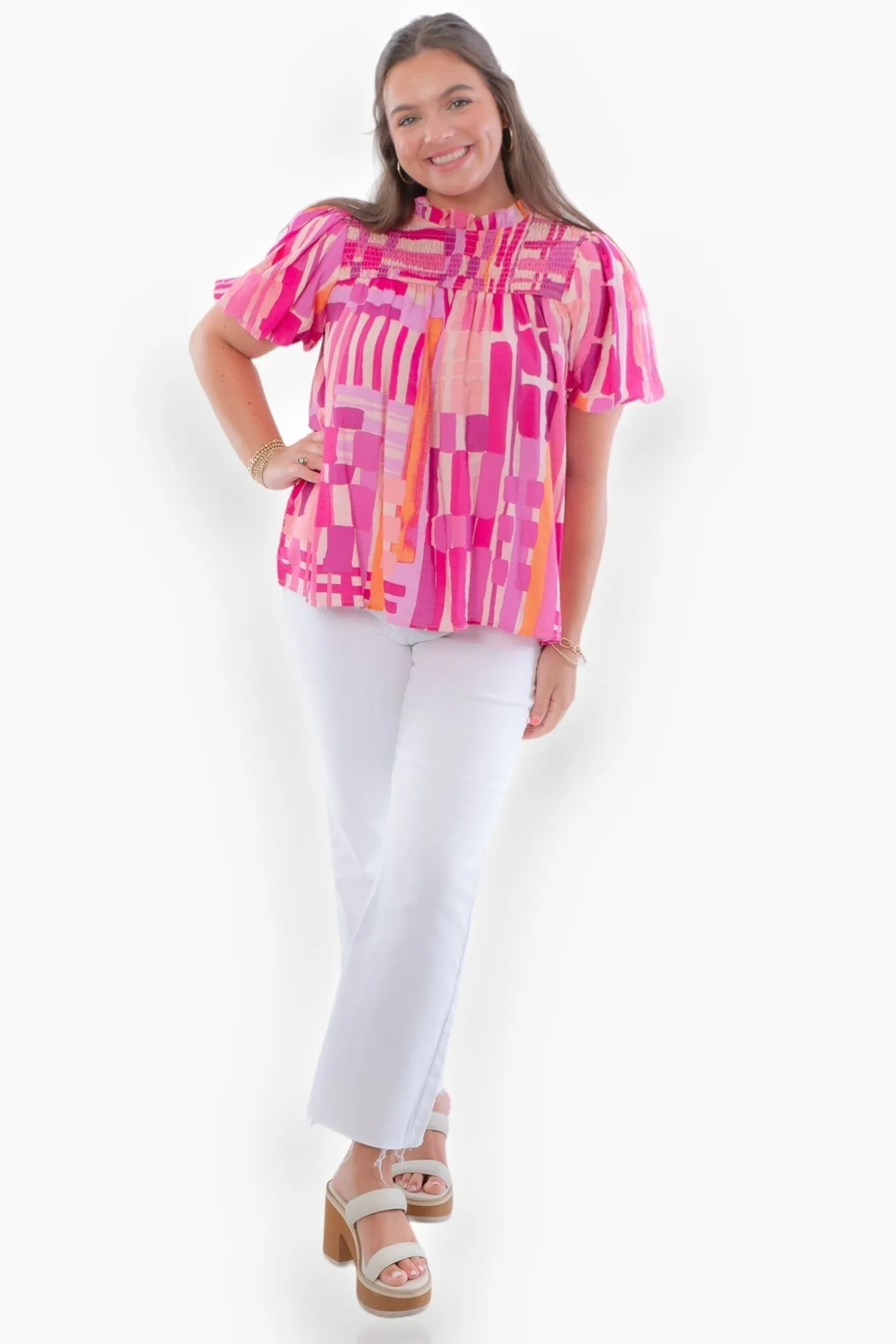 Chic Always Abstract Stripe Print Top