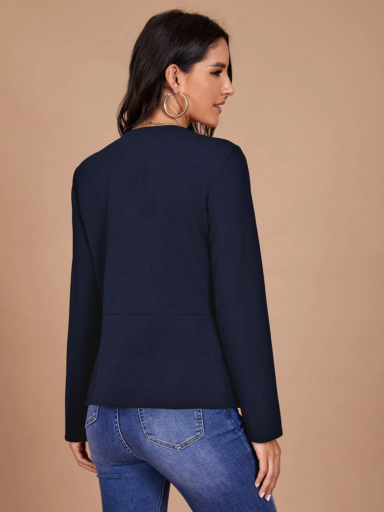 Clasi Open Front Solid Blazer