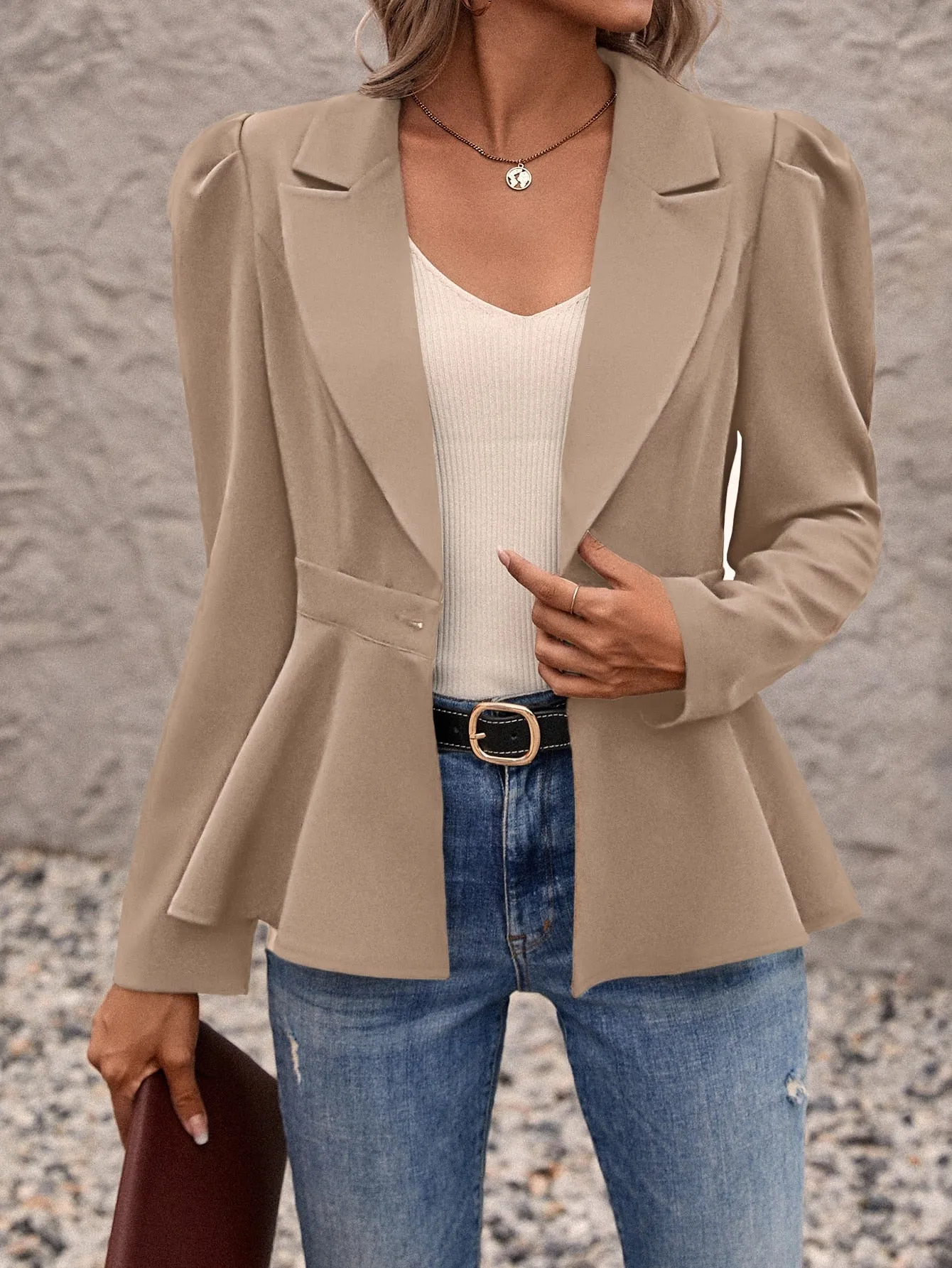 Clasi Puff Sleeve Single Button Blazer