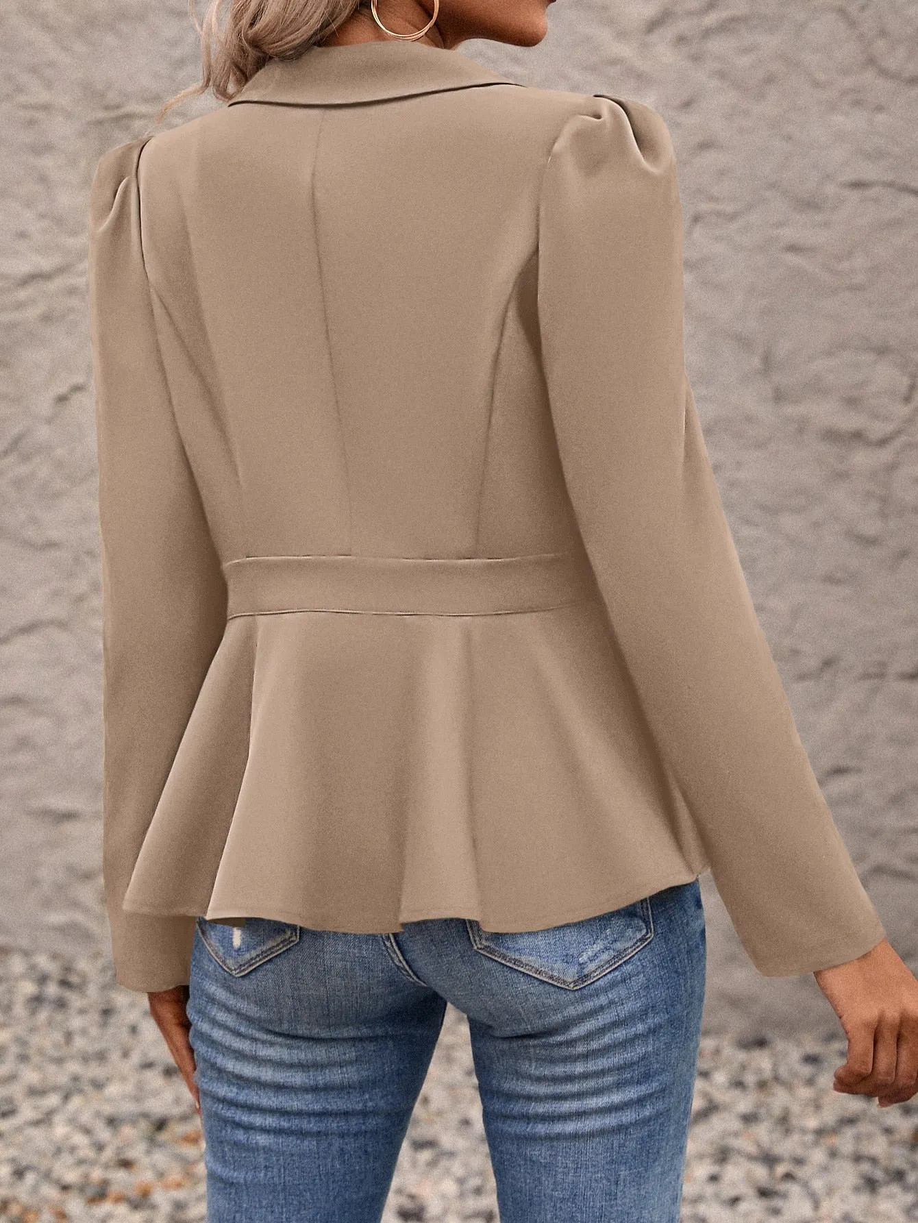 Clasi Puff Sleeve Single Button Blazer