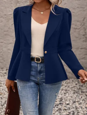 Clasi Puff Sleeve Single Button Blazer