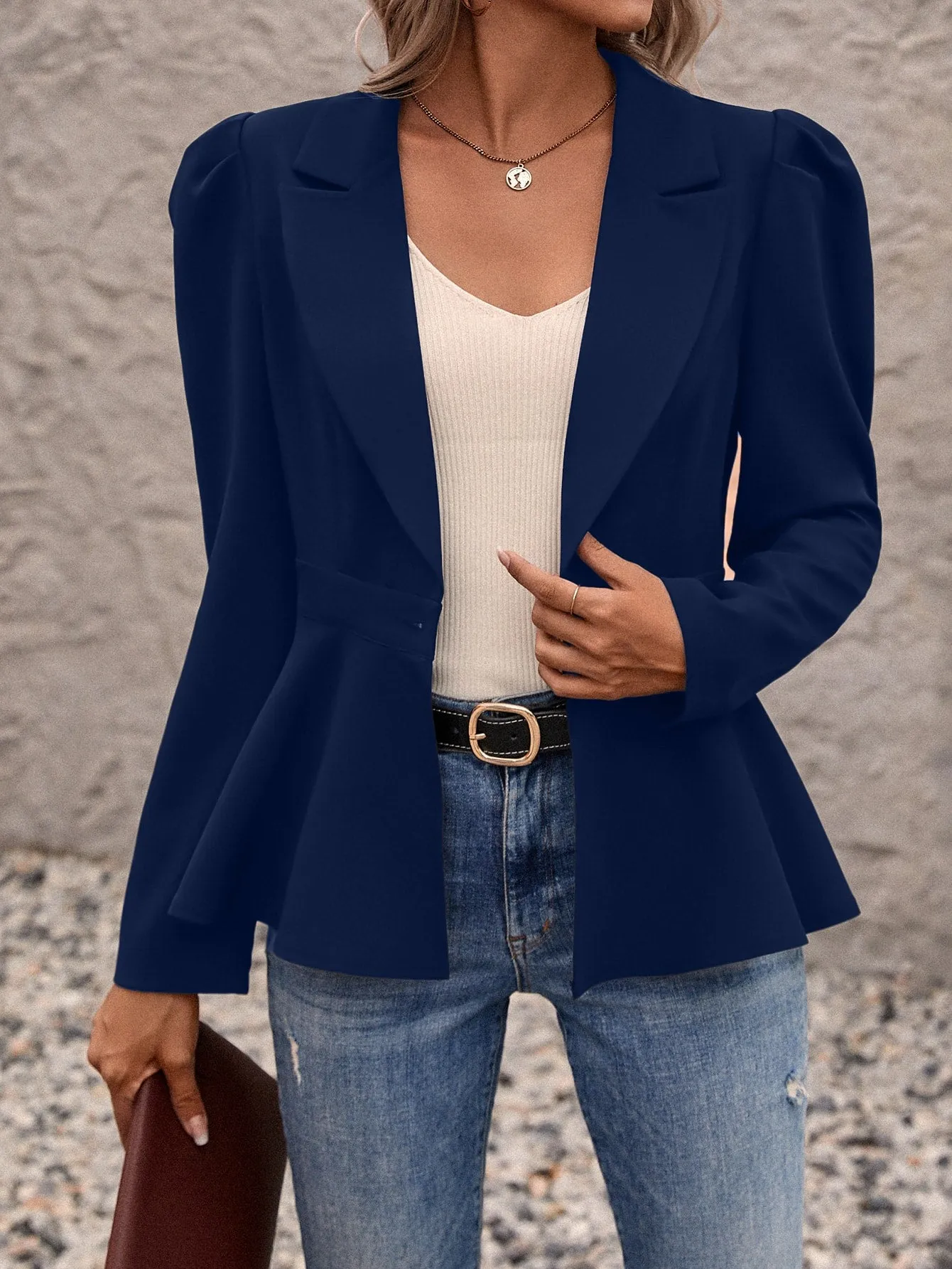 Clasi Puff Sleeve Single Button Blazer