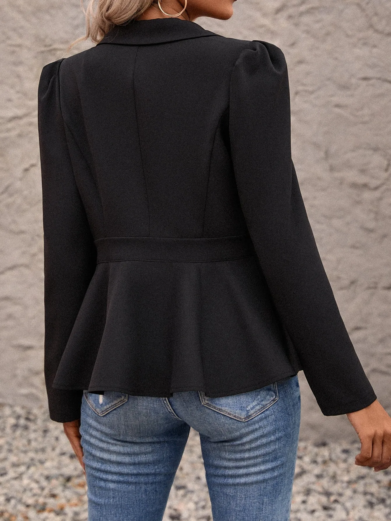 Clasi Puff Sleeve Single Button Blazer