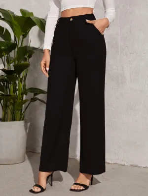 Classic Black High Rise Textured Trousers
