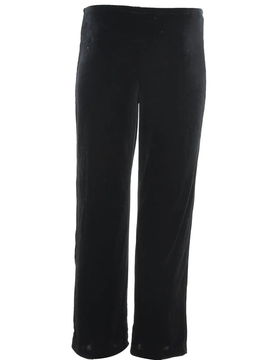 Classic Black Velvet Fabric Trousers - W28 L28