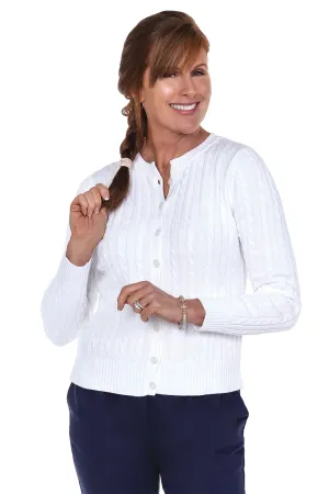 Cotton Cable Cardigan | White 000