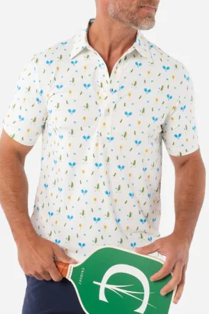 Criquet Performance Sport Range Polo in Pickleballer Print White