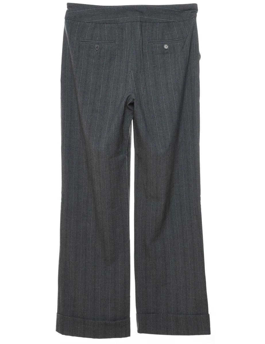 Dark Grey Classic Striped Trousers - W32 L33