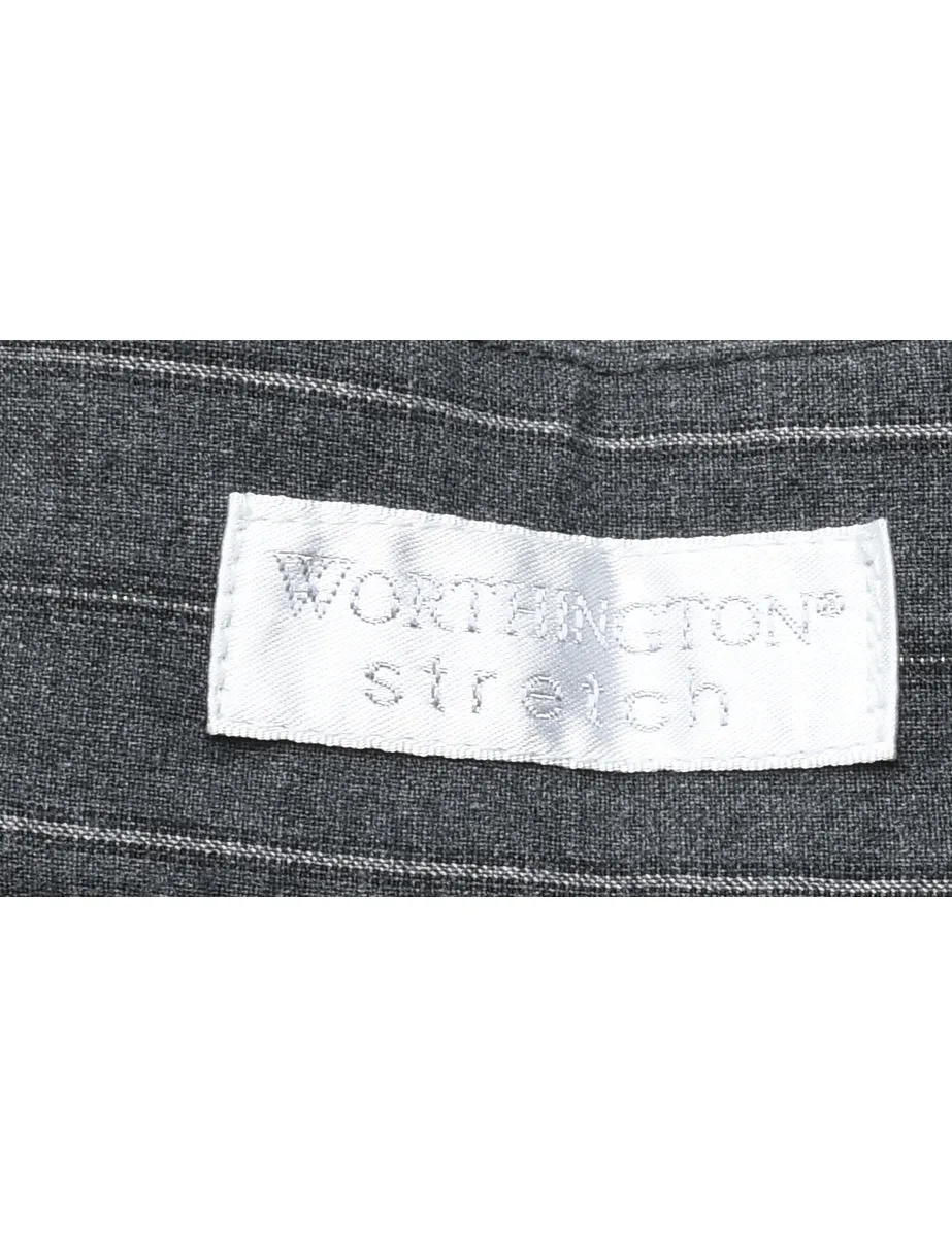 Dark Grey Classic Striped Trousers - W32 L33