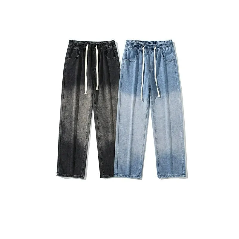 Elastic Waist Washed Jeans