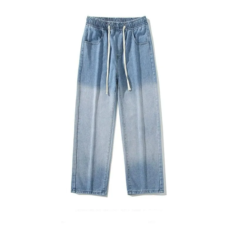 Elastic Waist Washed Jeans