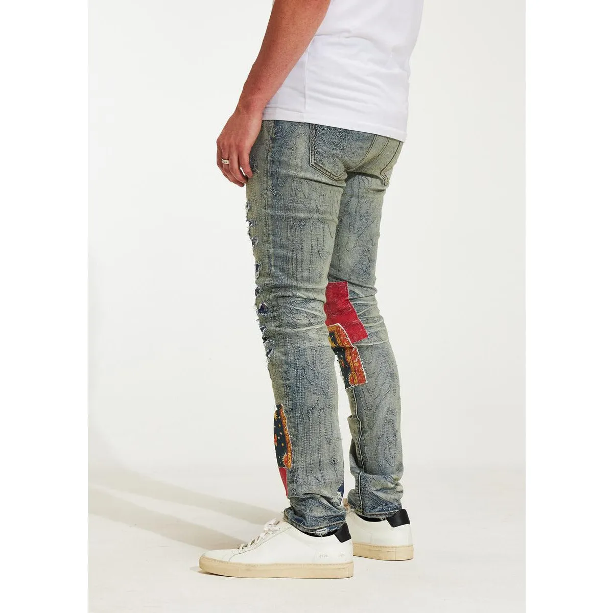 Embellish Paige Blue Paisley Ripped Jeans (EMBH22-211)
