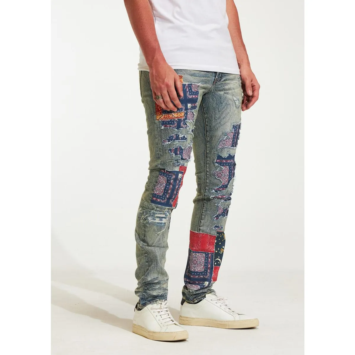 Embellish Paige Blue Paisley Ripped Jeans (EMBH22-211)