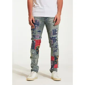 Embellish Paige Blue Paisley Ripped Jeans (EMBH22-211)