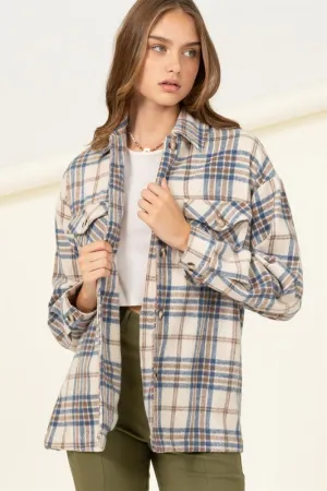 For Myself Checkered Print Button-Front Top NEW
