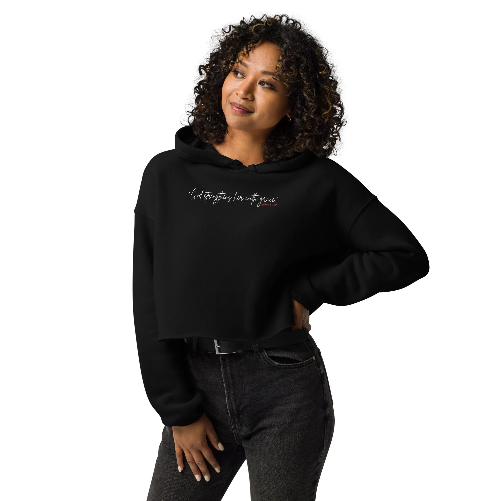 GOD STRENGTHENS: Crop Hoodie