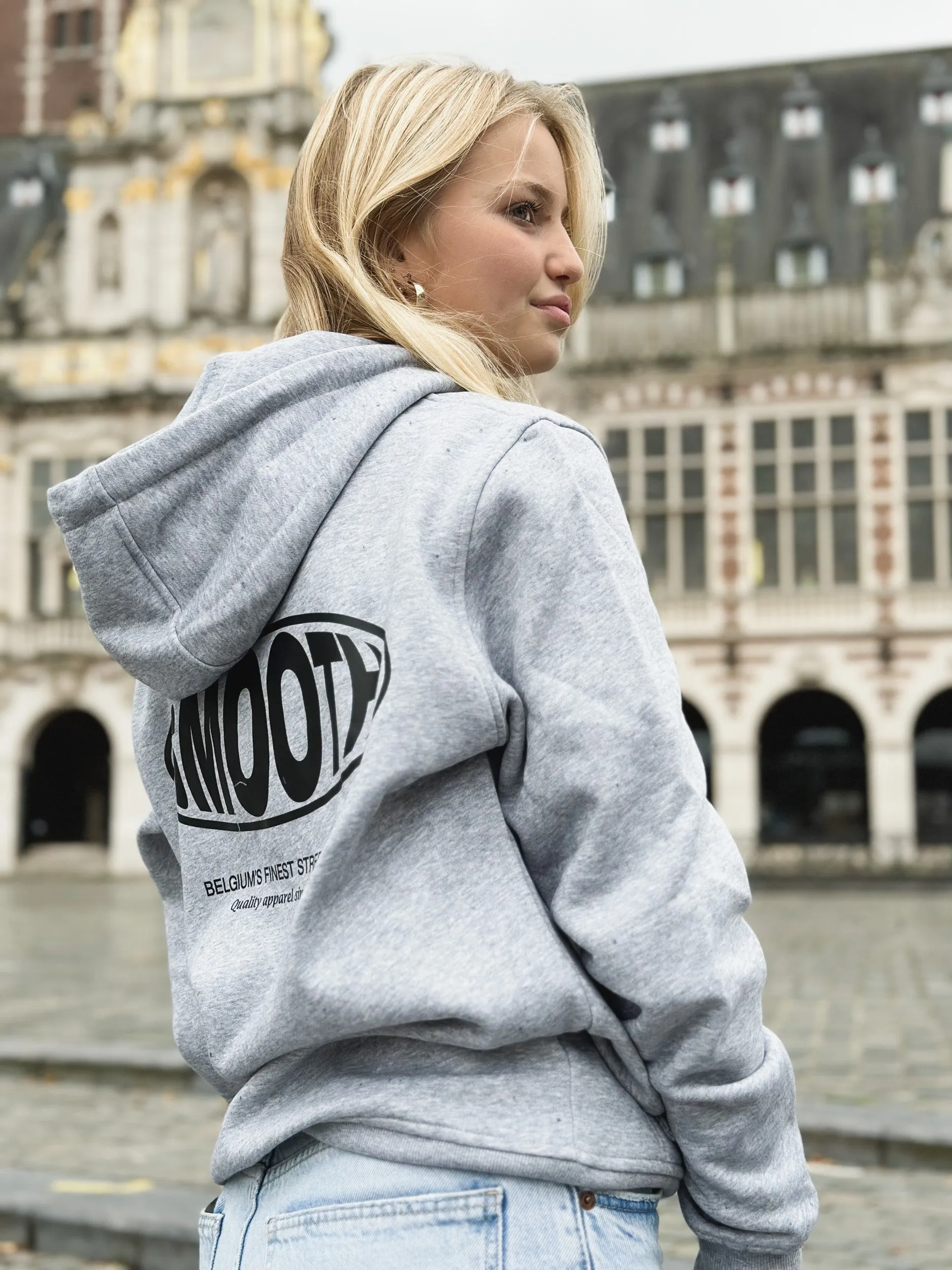 Grey Hoodie / Oval Black Front Back Women
