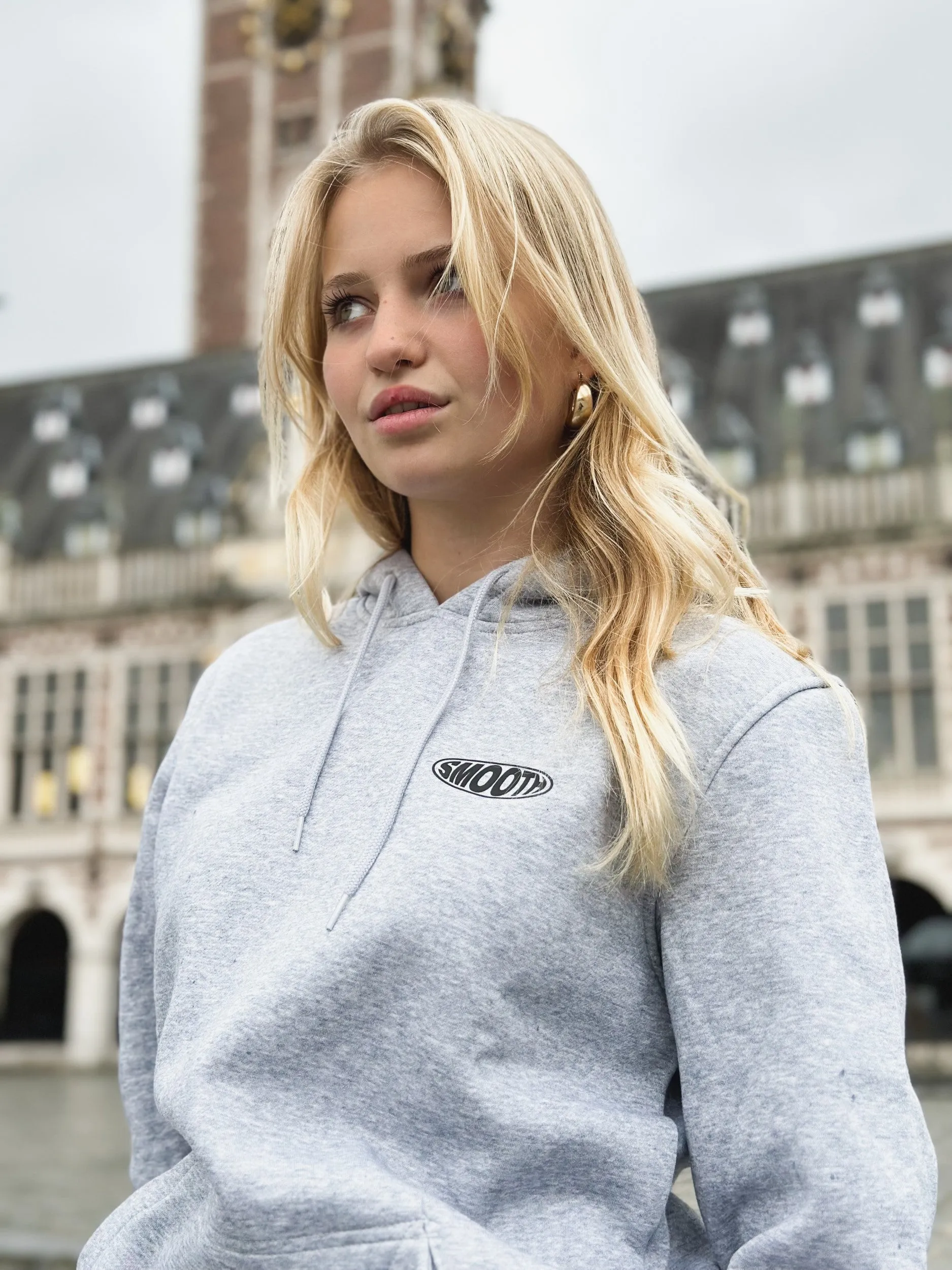 Grey Hoodie / Oval Black Front Back Women