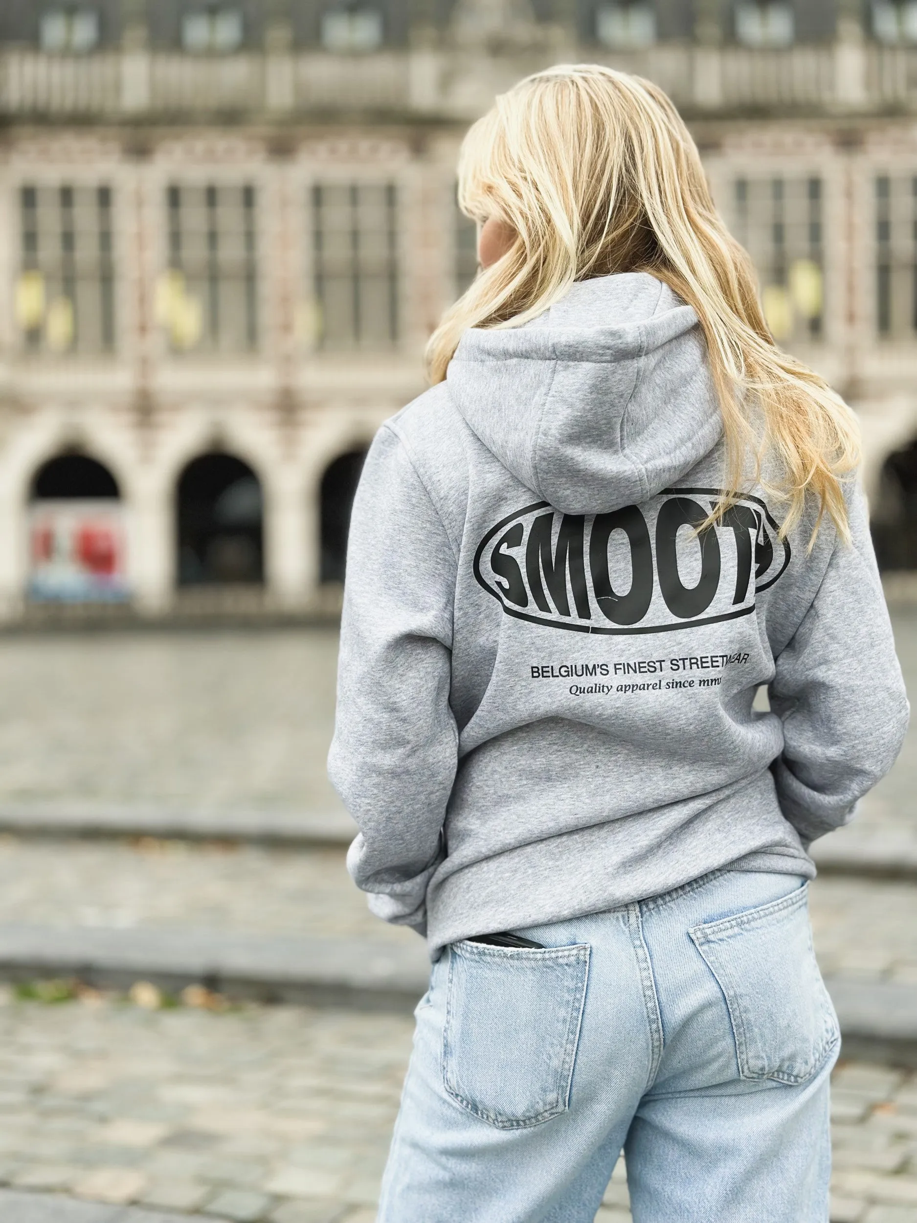 Grey Hoodie / Oval Black Front Back Women