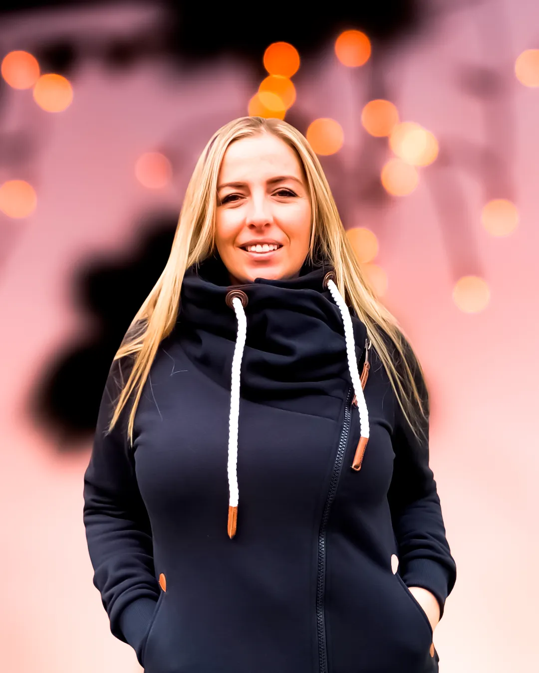 Hestia Black Side Zip Ladies Hoodie