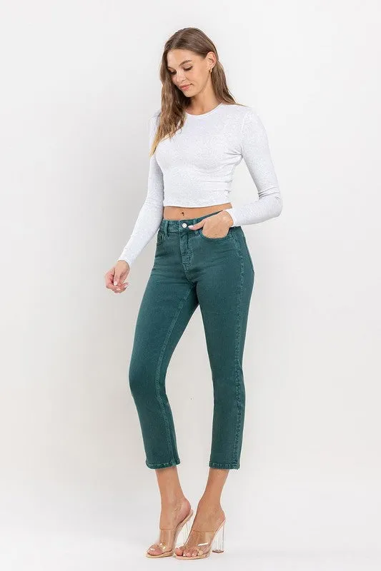 Jeanne High Rise Crop Slim Straight Jean