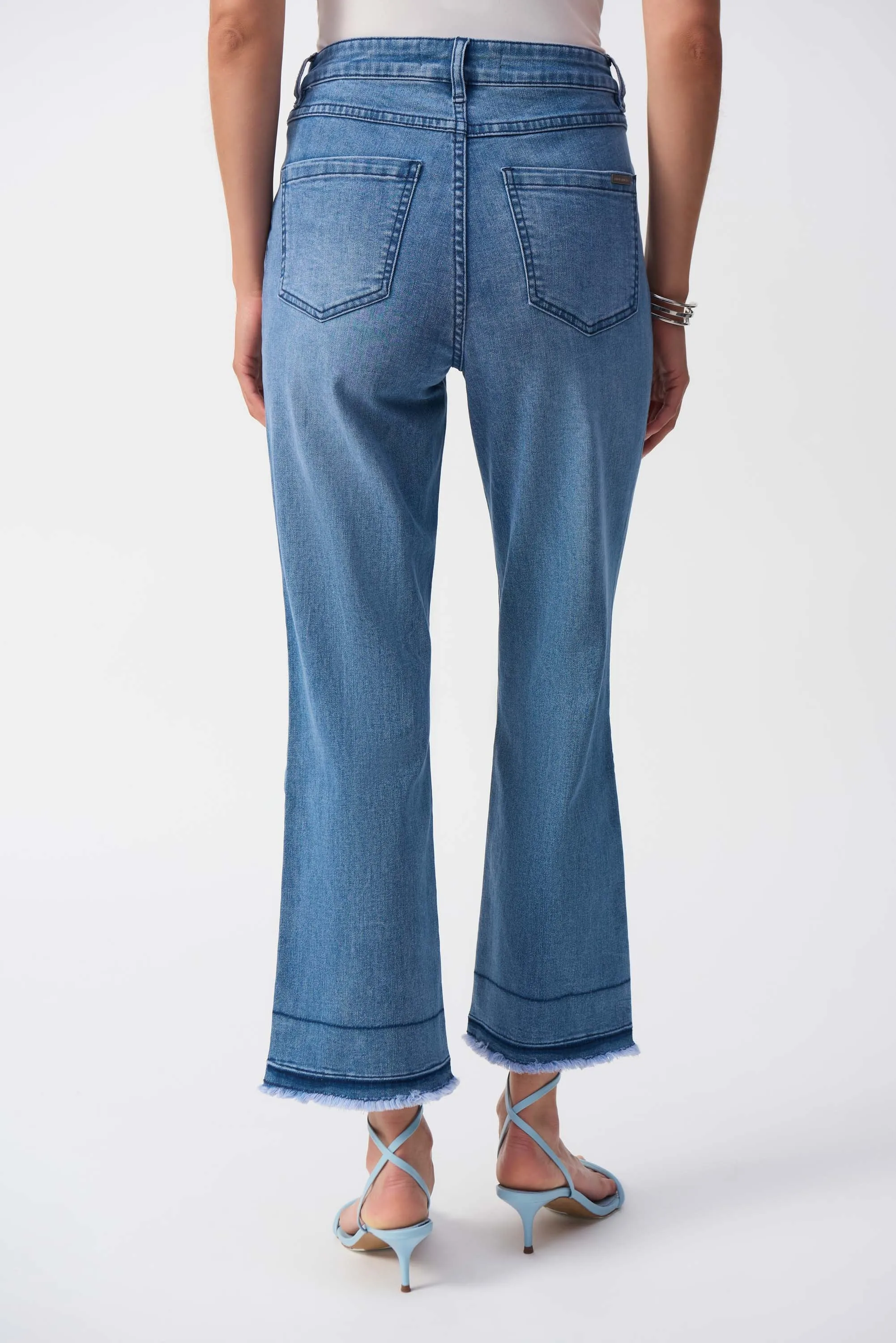 Joseph Ribkoff Vintage Blue Flare Crop Stretch Jeans
