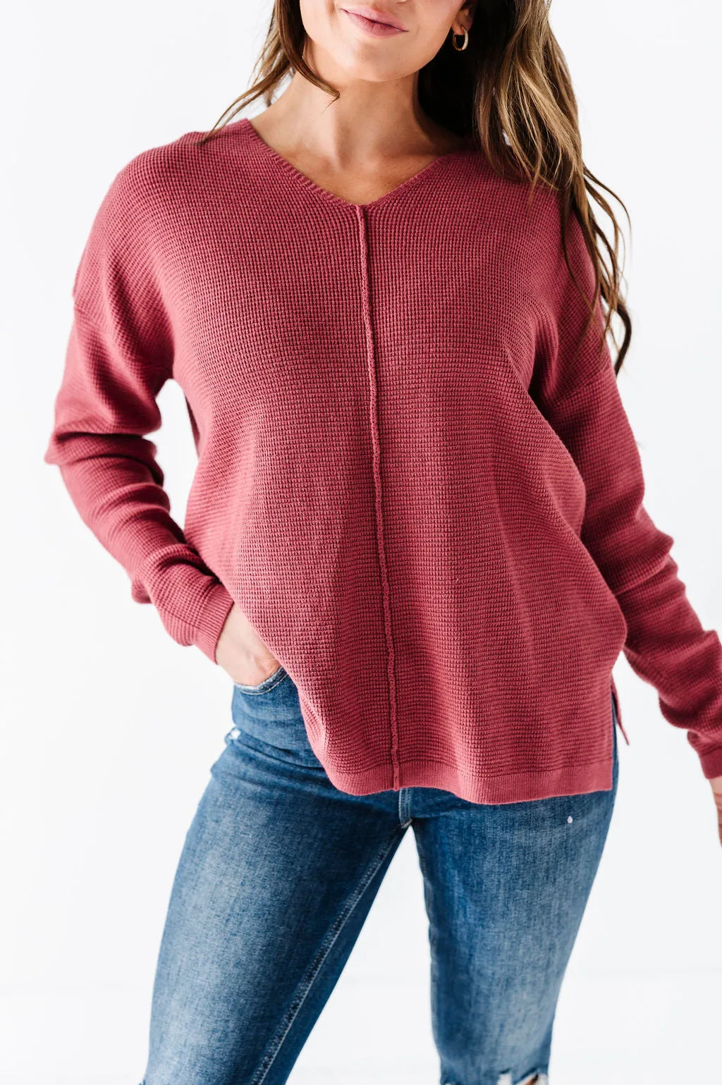 Jovie Pullover Sweater in Dark Rose