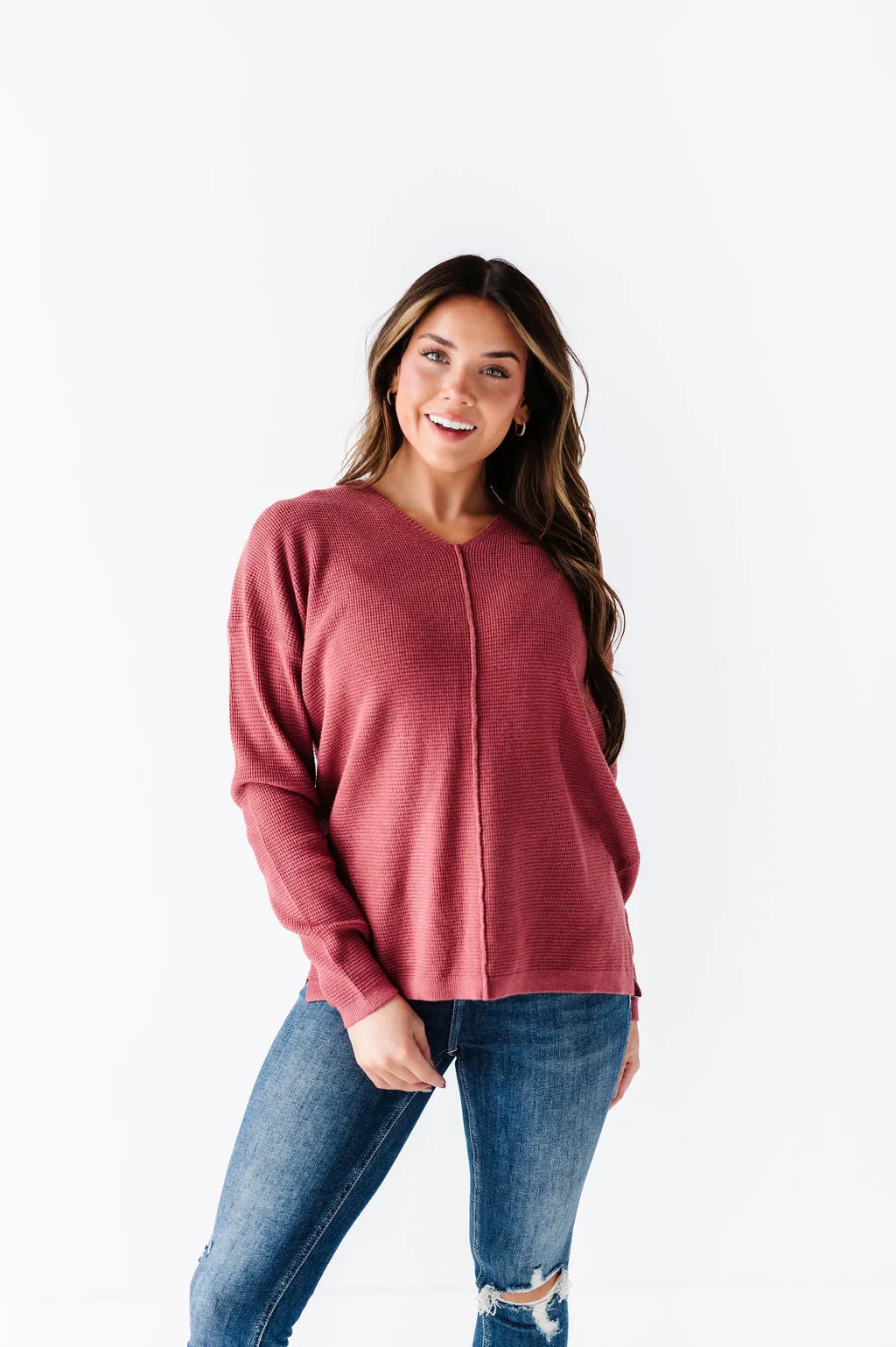 Jovie Pullover Sweater in Dark Rose